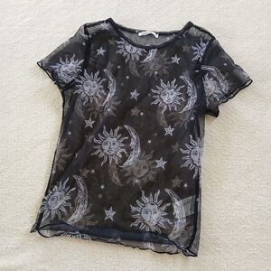 ktk ♡ sun moon sheer top celestial 90s witchy medium